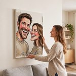Personalised Couple Comic Style Photo Canvas Prints with Text Romantic Wall Decor Ship from USA Anniversary Birthday Gift for Couples Newlyweds