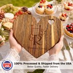 Personalized Engraved Initials Heart Walnut Cutting Board with Cheese Fork and Spreader Ship from USA Housewarming Wedding Gift for Newlyweds Couples