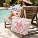 Personalised Folk Art Sea Turtle Large Capacity Tote Bag with Name Beach Accessory Grandadrents' Day Gift for Mum Gran