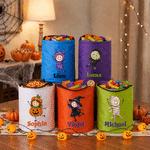 Personalized Cute Halloween Cartoon Kid Character LED Light Bucket Bag with Name Trick or Treat Halloween Party Gift for Boys Girls
