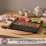 Personalized Engraved Title 1-4 Names Acacia Marble 11 Pcs Cutting Board Coaster Set with Bowl and Spoon Made in USA Father's Day Gift for Dad