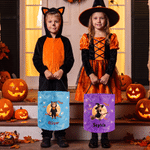 Personalized 3D-Effect Artwork Halloween Witch Ghost Vampire LED Light Bucket Bag with Name Trick or Treat Halloween Party Gift for Boys Girls
