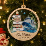 Personalised Cruise Ship Ocean Signpost Acrylic Ornament with Family Name and Dates Cruise Ship Vacation Christmas Gift for Family Cruise Lovers