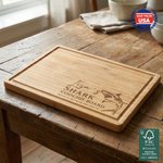 Personalized Funny Shark FSC Charcuterie Bamboo Cutting Board with Name Ship from USA Housewarming Gift for Family Friends