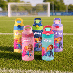 Personalized 3D-Effect Artwork Cartoon Character 12 oz Insulated Water Bottle with Name and Initial Back to School Birthday Gift for Kid
