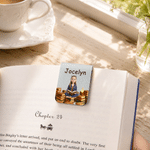 Personalised 3D-Style Character Artwork Photo PU Leather Magnetic Bookmark Clip with Name Birthday Back to School Gift for Book Lovers Students