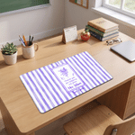 Personalised Striped Birth Flower Teacher Theme Non-Slip Mouse Pad Desk Mat with Text Back to School Office Gift for Teachers Educators