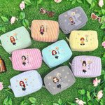 Personalised Multicolour Birth Flower Cartoon Character Striped Makeup Bag with Name Daily Travel Essential Birthday Mother's Day Gift for Women 6