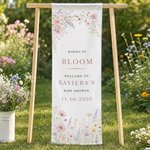 Personalised Wildflower Baby in Bloom Bow Welcome Banner with Name and Date Party Decor Baby Shower Gender Reveal Gift for Expecting Mum