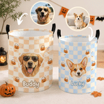 Personalized Pet Avatar Grid Large Capacity Laundry Storage Basket with Name Room Decor Halloween Gift for Pet Owner