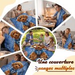 Couverture douce personnalisée avec photo et nom - Effet peinture à l'huile - Cadeau d'anniversaire pour amoureux des animaux