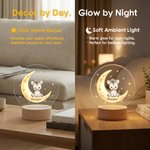 Personalised Cute Cartoon Animal Moon Acrylic LED Night Light with Name and Wooden Base Bedside Decor Birthday Gift for Kids New Parents