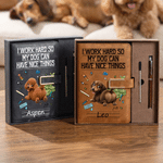 Personalized I Work Hard So My Dog Can Have Nice Things PU Leather A5 Notebook with Name Daily Office Use Birthday Gift for Colleague Dog Owner