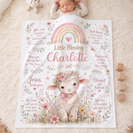 Personalised Flower Lamb Christian Blessing Quotes Soft Warm Throw Blanket with Name Room Decor Baby Shower Baptism Gift for Kid Newborn