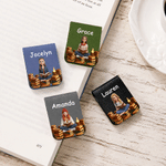 Personalised 3D-Style Character Artwork Photo PU Leather Magnetic Bookmark Clip with Name Birthday Back to School Gift for Book Lovers Students