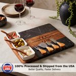 Personalized Acacia Marble 11 Pcs Cutting Board Coaster Set with Name and Initial Home Use Ship from USA Wedding Housewarming Gift for Family Friends