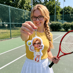 Personalised Cartoon Sports 3D-Style Character Artwork Plush Photo Keyring Bag Charm Birthday Anniversary Gift for Sports Lover