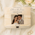 Personalized Wedding Photo Flower Wooden Box with Name and Date Wedding Gift for Newlyweds Couple