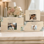 Personalized Wedding Photo Flower Wooden Box with Name and Date Wedding Gift for Newlyweds Couple