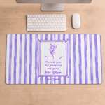 Personalised Striped Birth Flower Teacher Theme Non-Slip Mouse Pad Desk Mat with Text Back to School Office Gift for Teachers Educators