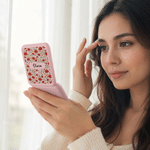 Miroir de poche LED personnalisé pour le maquillage, avec motif aquarelle représentant la fleur de naissance et le prénom – Cadeau d'anniversaire ou de fête pour une amie, à utiliser au quotidien
