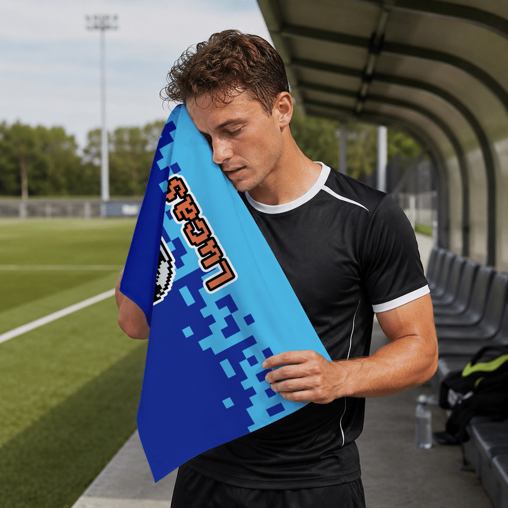 Personalised Multicolour Pixel Style Ball-Themed Quick Dry Sports Towel with Name and Langarden Gym Training Game Day Gift for Sports Lovers 9