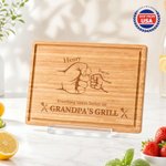 Personalized Dad's Grill FSC Bamboo Engraved Fist Bump Cutting Board with Names Made in USA Father's Day Housewarming Birthday Gift for Father Family