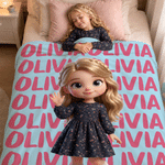 Personalised 3D-Style Character Artwork Soft Throw Blanket with Photo and Name Home Decor Birthday Gift for Boys Girls