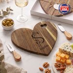 Personalized Floral Line Initial Name Heart Cutting Board with Knife and Fork Ship from USA Wedding Party Housewarming Gift for Newlyweds Family