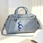 Personalised Multicolour Gymnast Silhouette Travel Duffel Bag with Name and Shoes Compartment Daily Training Travel Gift for Gymnasts Athletes