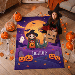 Personalized Halloween Cartoon Character Photo Soft Throw Blanket with Name and Initial Home Decor Halloween Party Gift for Kids
