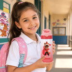 Personalised 3D-Effect Artwork Cartoon Chinese Lion Dance 12 oz Insulated Water Bottle  with Silicone Straw Photo and Name Back to School Gift for Kid