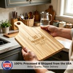 Personalized Identity Established Date Wooden Charcuterie Cutting Board with Grip Daily Use Made in USA Father's Day Gift for Dad Grandpa