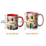 Personalized 3D-Effect Artwork Stained Glass Floral Bookshelf Coffee Mug with Name Birthday Reading Gift for Book Lover Bookworm