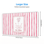 Personalised Striped Birth Flower Teacher Theme Non-Slip Mouse Pad Desk Mat with Text Back to School Office Gift for Teachers Educators