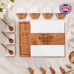 Personalized In My Engaged Era Ring Heart Acacia Marble Cutting Board Coaster Set with Engraved Name Ship from USA Engagement Wedding Gift for Couple