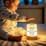 Personalized Animal Dimmable Touch Control USB Rechargeable Night Light with Name and Date Bedroom Decor Daily Use Birthday Anniversary Gift for Kids