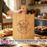 Personalized Kitchen Theme Wooden Reversible Charcuterie Cutting Board with Engraved Name and Grip Ship from USA Housewarming Gift for Family