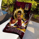 Personalised Cartoon Basketball Character Photo Oversized Quick Dry Beach Towel with Name and Number Beach Party Birthday Gift for Basketball Lovers