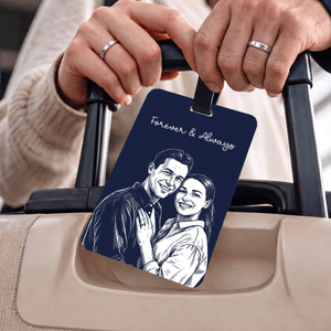 Personalised Illustration Style Photo Luggage Tag with Name Daily Use Travel Accessories Birthday Gift for Travel Lovers