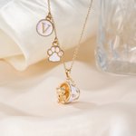 Personalized Cute Teacup‑Style Pet Necklace with Initial Pendant Dainty Jewellery Birthday Appreciation Gift for Pet Lovers
