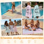 Personlig snabbtorkande strandhandduk randig pool club design med familjenamn badlakan för sommarstuga och familjepresent
