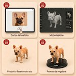 Statuetta 3d personalizzata da foto, con base e nome - Regalo commemorativo per familiari, amici e amanti di animali