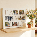 Personalized 6 Family Photos Collage Canvas Prints with Text and Address Living Room Decor Ship from USA Birthday Housewarming Gift for Family