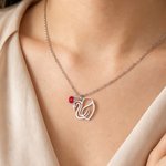 Personalized Birthstone Necklace with Bird Pendant Dainty Jewellery Birthday Anniversary Gift for Bird Enthusiasts Women