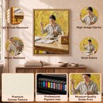 Personalized Sewing Oil Painting Style Photo Framed Canvas Print with Name Home Decor Birthday Gift for Woman Sewing Lover