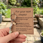 Personalized Heart Water Droplet Crystal Keychain with Initial and New Chapter Card New Job New Home Graduation Gift for Friend Family