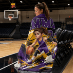 Personalized Basketball 3D-Style Character Artwork Soft Throw Blanket with Name and Number Back to School Birthday Gift for Basketball Lovers Children