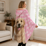 Personalized Multicolor Cute Pet Photo Soft Hooded Blanket with Name Home Decor Birthday Gift for Pet Owners Lovers Friends Family