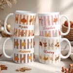 Personalized Autumn Theme Leaf Pumpkin Striped 11/15 oz Ceramic Coffee Mug with Name  Birthday Autumn Gathering Gift for Family Friends